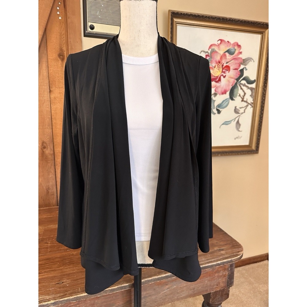 Chico's Size 1 (Medium) Open Front Black Cardigan